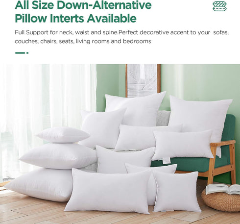 Acanva Premium Throw Pillow Inserts with Microfiber Filled, Lumbar Support Decorative Stuffer for Sofa Bed Couch & Chairs, 12x20, 2 Count, White...