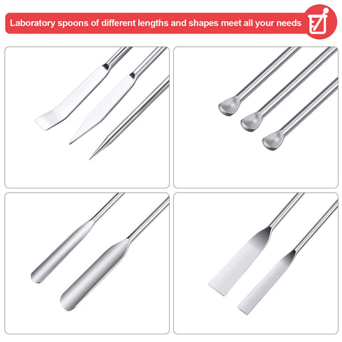 10 Pieces Stainless Steel Lab Spatula Micro Sampling Scoop Double Ended Mixing Spoon Laboratory Measuring Spoon for Powders Gel Cap Filler...