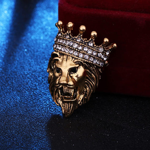 Rhinestone Tiger Head Brooch Pins for Men,Animal Lapel Pins Lion Wolf Head Coat Collar Brooch Vintage Lapel Pin Brooch Safety Pin Men Suit Accesso...