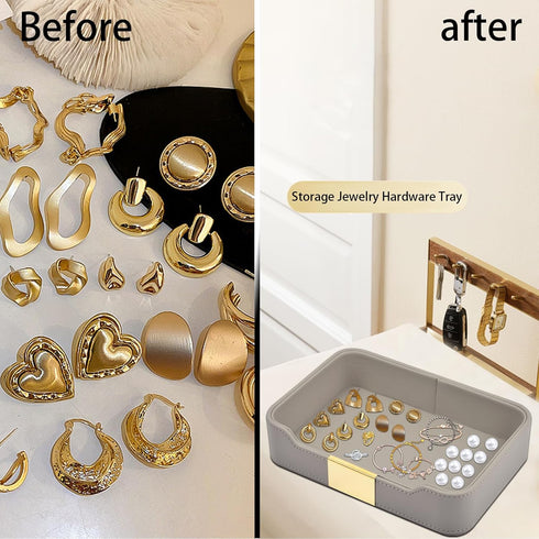 Leather Jewelry Tray Desktop Storage,Luxury Perfume Tray Nightstand Organizer Entryway Decorative Tray,for Jewelry Watch Cosmetics Keys Phone Wall...