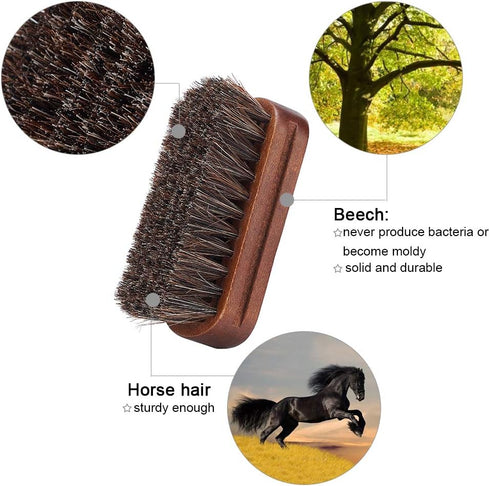 Jscarlife Polishing Shoe Shine Horsehair Deep Cleaning Brush - 100% Soft Genuine Horse Hair Bristles,Cleaning Leather Shoes Boots Or Other More Le...