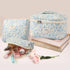 3 Pcs Cotton Quilted Makeup Bag Set, Floral Cotton Cosmetic Bag, Aesthetic Toiletry Travel Organizer Bag for Women...