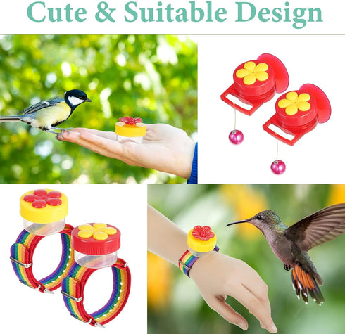 8 Pieces Handheld Hummingbird Feeders for Outdoors, Hummingbird Feeders with Suction Cups Hummingbird Hand Feeder Hummingbird Ring Feeder Mini Han...