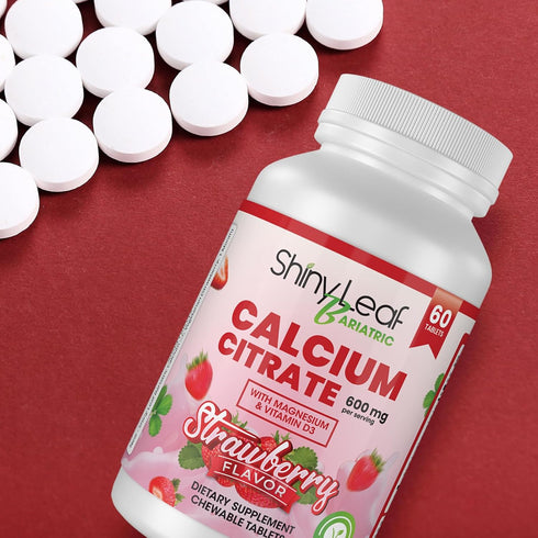 Shiny Leaf Bariatric Calcium Citrate 600 mg Supplement for Bariatric Surgery Patients, 60 Ct Chewable Tablets with Magnesium, Vitamin D3, Natural ...