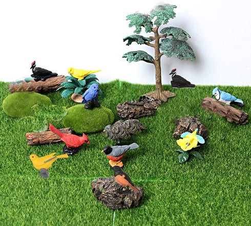 Mini Bird Figurines 7pcs, Birds Cake Cupcake Topper, Miniature Birds Animal Figure Oriole Robin Cardinal Bird Educational Toy, Bird Cake Decoratio...