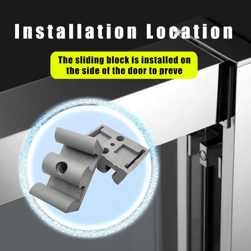 52mm Bathroom Sliding Door Glass Anti-Collision Block Side Guide Rail for Shower Door Bathroom Sliding Door Bumper Shower Room Accessories(4pcs,Gr...