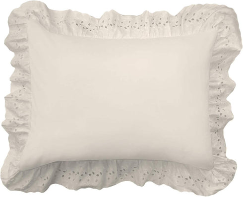 Fresh Ideas Ruffled Pillow Sham 2 Pack, Standard, Ivory...