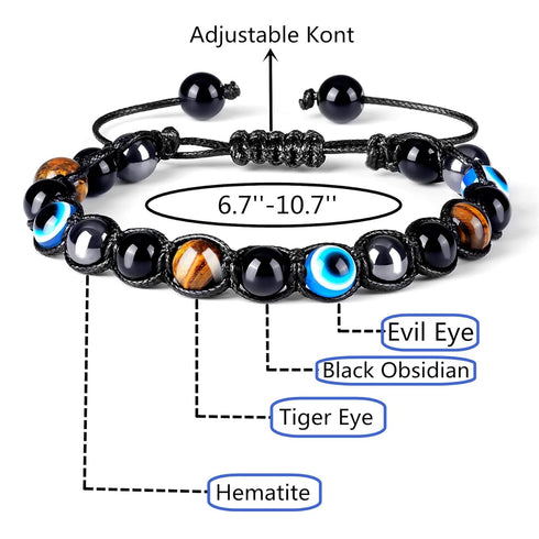 Evil Eye Bracelets for Mens Women,Fathers Day Dad Bracelet for Men,Cool Mens Bracelets,Black Weighted Bracelet for Men,Fathers Day Gifts for Dad/G...