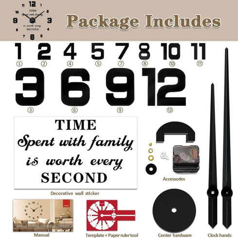 VANGOLD Wall Clock Big Wall Clocks for Living Room Decor, Decorative Wall Clocks Battery Operated (Black Wall Decor)...