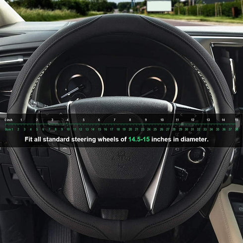 Xizopucy Car Steering Wheel Cover,14.5-15 Inch Black Universal Microfiber Leather Covers Breathable Anti-Slip Odorless Steering Wheels Accessories...
