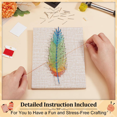 WEBEEDYDIY String Art Kit for Adults Beginners, DIY Feather Nail String Craft Kit, Include All Necessary Accessories and Frame, Creative Craft Kit...