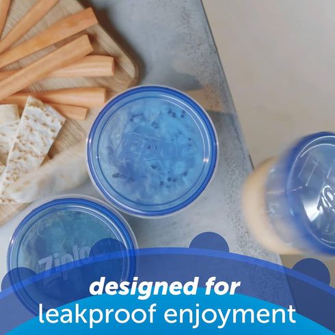 Ziploc Extra Small Round Twist 'n Loc Food Storage Meal Prep Containers, Reusable for Lunch and Leftovers, Dishwasher Safe, 4 Containers and 4 Lid...