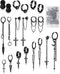 FIFATA 20 Pieces Men Earrings Set - Black Stainless Steel Chain Hoop Earrings Cross Moon and Star Dangle Earrings Piercing Jewelry for Men Women...