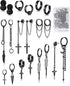 FIFATA 20 Pieces Men Earrings Set - Black Stainless Steel Chain Hoop Earrings Cross Moon and Star Dangle Earrings Piercing Jewelry for Men Women...