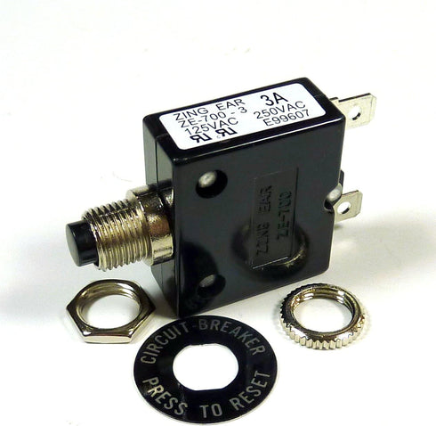 Philmore 3 Amp Push Button Manual Reset Thermal Circuit Breaker 50V DC, 250V AC...