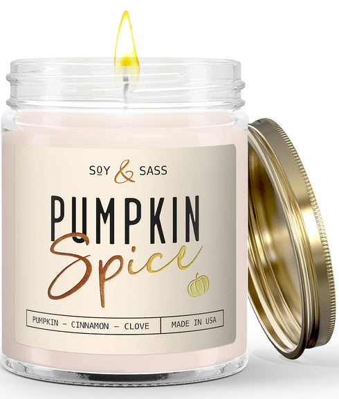 Pumpkin Spice Candle, Fall Candles - 'Pumpkin Spice' Soy Pumpkin Candle I Infused with Essential Oils I Fall Candle Decor, Fall Scented Candle I 9...