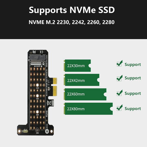 GELRHONR M.2 NVME SSD to PCIe X1 Host Controller Expansion Card,Supports 2280, 2260, 2242, 2230 Solid State Drives(Do not Support NGFF)...
