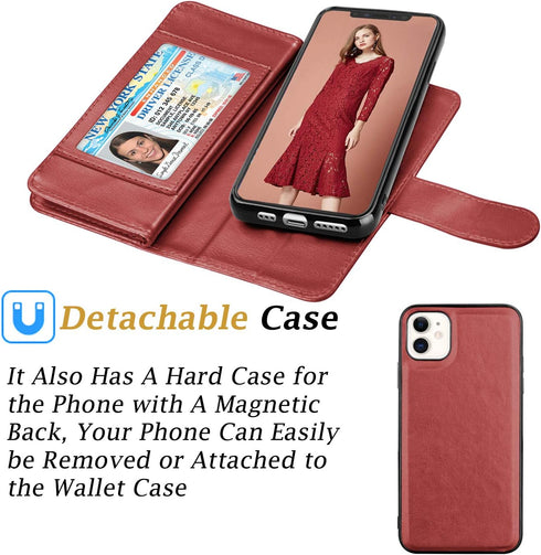 Takfox Wallet Case for iPhone 11, iPhone 11 6.1 Leather Wallet Case with ID Credit Card Holder Slots Folio Flip Kickstand Detachable Magnetic Phon...