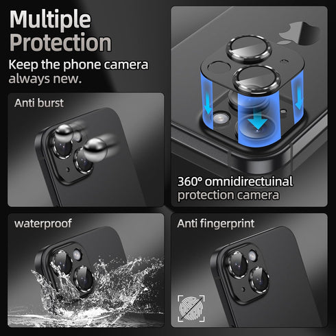 AFARER 2024 Camera Lens Protector iPhone 15/ iPhone 15 Plus, Upgraded 3D Metal Anti-Scratch Camera Cover with 9H Tempered Glass Screen Protector, ...