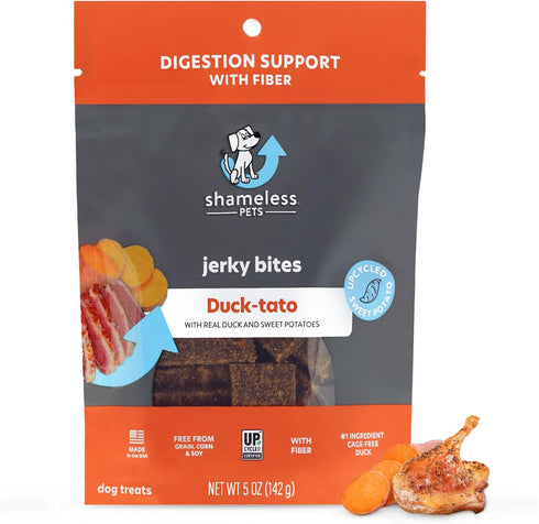 Shameless Pets Jerky Dog Treats, Duck-Tato - Healthy Dog Chews for Digestion Support with Fiber - Dog Treats with Real Cage-Free Duck - Free from ...