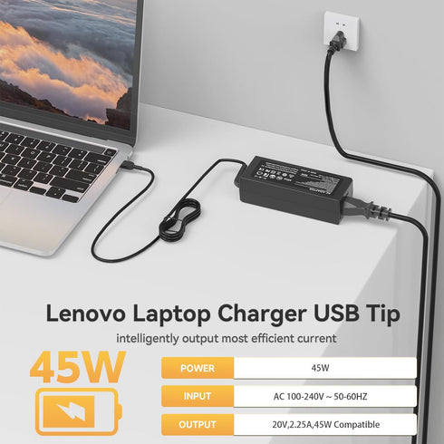 ADLX45DLC3A, ADLX45DLC2A, ADLX45NCC2A, ADLX45NLC2A, ADLX45NLC3A, ADLX45NDC2A, ADLX45NDC3A, PA-1450-12 Laptop Charger Compatible with Lenovo ThinkP...