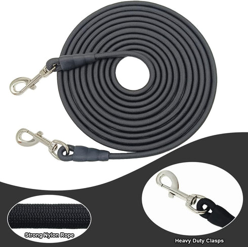 Tie Out Rope Dog Leash, 8-10-13-15-20-25-30-35-40-45-50FT Heavy Duty Nylon Check Cord for Medium Large Dogs Indoor/Outdoor Playing Camping Backyar...