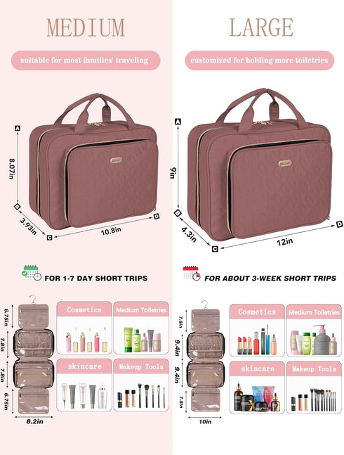 Travel Toiletry Bag for Women Large Capacity with Hook - Portable Cosmetic Case,Hanging Makeup Bag for Full Sized Toiletries?Travel Essentials for...