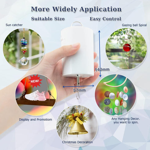Hanging Display Motor W/Remote Battery Operated 10 RPM Rotating Motor for Wind Spinner Mobile Yard Decor Hanging Ornaments Garden Sculptures-Low S...