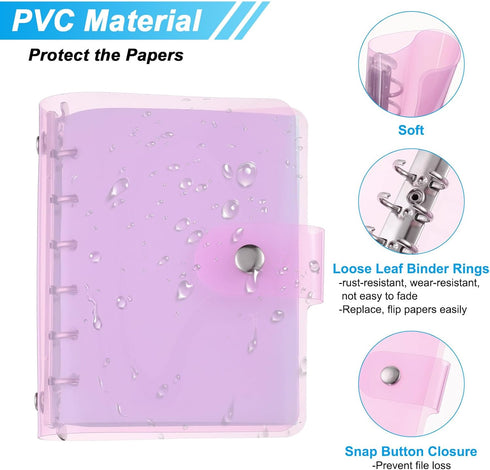 PATIKIL A7 Clear Binder Cover, Soft PVC Loose Leaf Binder Protector Refillable Notebook Shell with Snap Button Closure for DIY Meeting Notebook Fo...