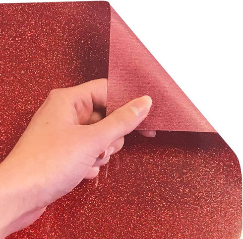 Siser Glitter Heat Transfer Craft Vinyl Roll 5ft x 10" Roll Including Stainless Steel Weeding Tool (Red)...