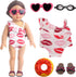 18 Inch Doll Swim Accessories Set, Passionate Doll Beach Sunbathing Playset for American doll Girls, includes Doll Bikini Swimsuits, Heart-shaped ...