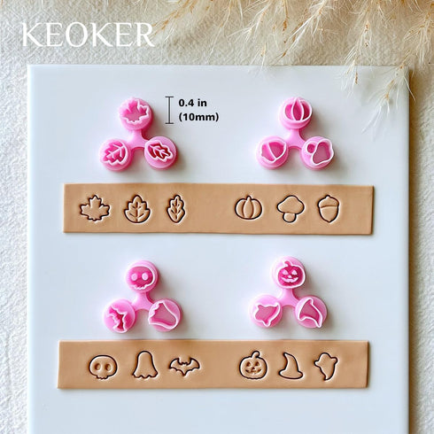 Keoker Mini Polymer Clay Cutters Halloween - Mini Fall Clay Cutters for Earrings Making, Maple Leaf Autumn Clay Earrings Cutters, Clay Cutters for...
