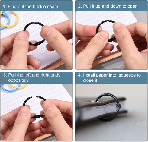 uxcell Loose-Leaf Binder Rings, 30mm/ 1.2 inch Metal Book Ring Key Holder for Home, Office Supplies, Purple, 4Pack...