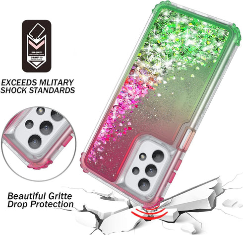 for Samsung Galaxy A23 5g Glitter Case, Samsung A23 Case, 3 in 1 Heavy Duty Protection Case for Galaxy A23 5G, Liquid Moving Quicksand Shiny Case ...