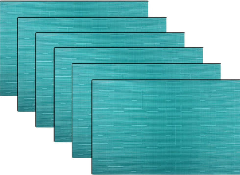 PIGCHCY Placemats,Washable Durable Vinyl Woven Table Mats,Elegant Heat Resistant Placemats for Dining Table Set of 6 (18 x 12 inches, Turquoise)...