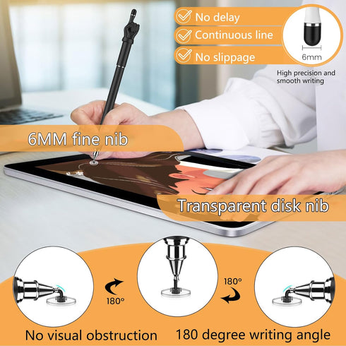 2 Pack Stylus Pens for Touchscreens 2 in 1 Black/White Stylus for Touch Screens with Phone Rings Gripper Stand Stylus for Apple iPad iPhone Tablet...