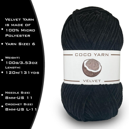 Velvet Yarn for Crocheting – CocoYarn - Chenille Chunky Yarn for Hand Knitting, Fluffy Soft Plush Jumbo Amigurum Super Bulky Baby Blanket Yarn for...