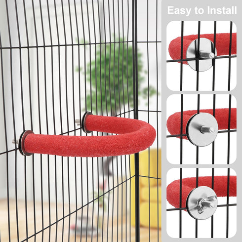 Bird Perches Parrot Cage Perch Rough Surface Perch Stand for Parakeets Budgies Cockatiels Conures Lovebirds (Small (Red)...