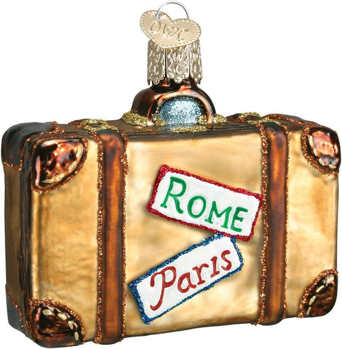 Old World Christmas Cities, Places and Landmarks Glass Blown Ornaments for Christmas Tree Suitcase...