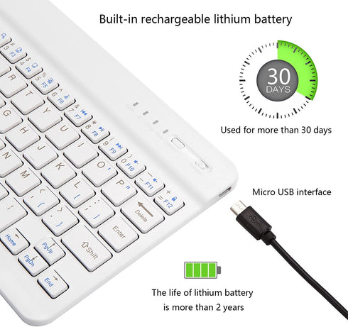 Ultra-Slim Bluetooth Keyboard Portable Mini Wireless Keyboard Rechargeable for Apple iPad iPhone Samsung Tablet Phone Smartphone iOS Android Windo...
