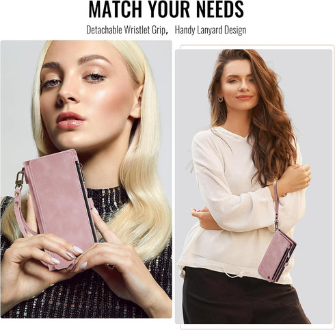 Defencase Compatible with iPhone 13 Mini Case Wallet with RFID Blocking Card Holder for Women Men, PU Leather Magnetic Snap Flip Zipper Strap Wall...