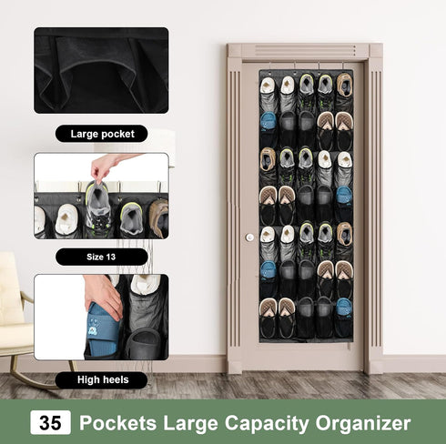 Over the Door Shoe Organizer 35 Mesh Pockets Hanging Shoe storage Shoe Rack for Closet Entryway Bedroom Bathroom Pantry Shoe Holder for Men Sneake...