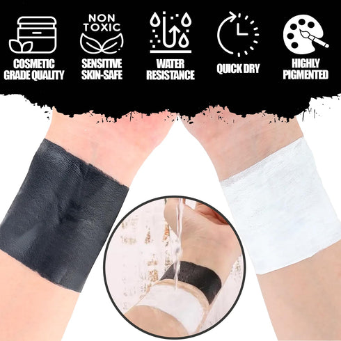 Jim&Gloria Black and White Face Paint + Painting Brush + UV Glow Tattoos, Sweatproof & Water Resistance Paints, Professional Palette Makeup Kit fo...