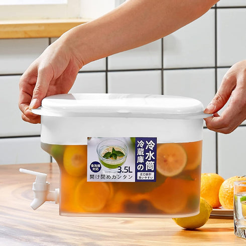 Cold Kettle with Faucet in Refrigerator, Drink Dispenser for Fridge, Plastic Water Jugs Fruit Teapot Lemonade Bucket Drink Container for Fridge, a...