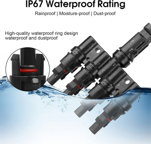 4 to 1 Solar Panel Connectors T Branch Connectors Cable Splitter Coupler 1 Male to 4 Female (M/4F) and 1 Female to 4 Male (F/4M) for Parallel Conn...