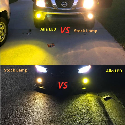 Alla Lighting 2800lm H8 H11 H16 LED Fog Lights Bulbs, 3200K Golden Yellow DRL Replacement for Cars, Trucks, Xtreme Super Bright COB-72 SMD Upgrade...