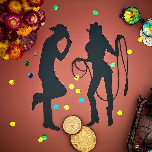 Boao 16 Pieces Cowboy Silhouettes Cowboy Cutouts Western Theme Party Decorations Photo Booth for Wild West Theme Birthday Baby Shower Cowboy Party...