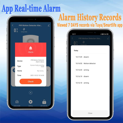 WiFi Motion Sensor Alarm: Smart PIR Motion Detector Alert with 110dB Siren & App Alerts, Tuya App for Remote Arm/Disarm, 4 Alarm Modes Home Securi...