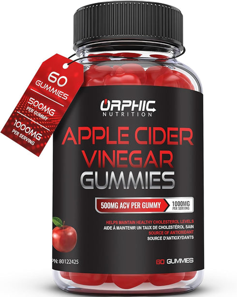 Apple Cider Vinegar Gummies - 1000mg - Formulated to Support Normal Energy Levels & Gut Health - Supports Digestion, Detox & Cleansing - ACV Gummi...
