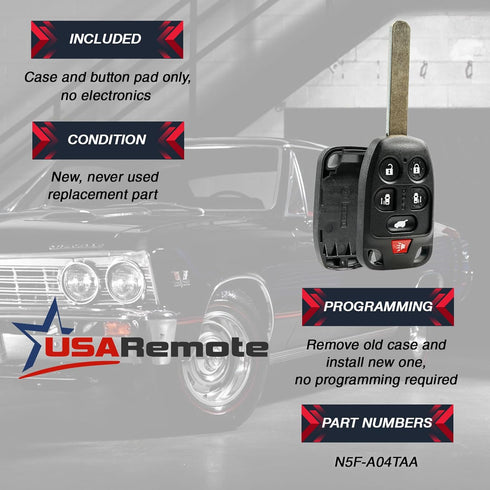 Key Fob Keyless Entry Uncut Remote Shell Case & Pad fits 2011-2013 Honda Odyssey...